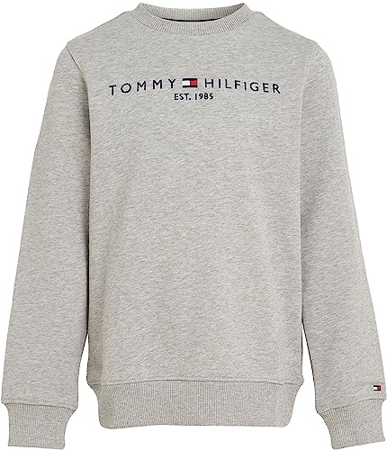 Tommy Hilfiger Kinder Unisex Sweatshirt Essential ohne Kapuze, Grau (Light Grey Heather), 10 Jahre