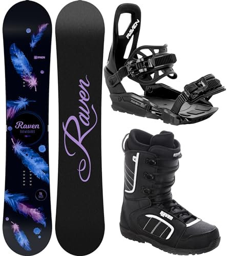RAVEN Snowboard Set: Snowboard Mia Black + Bindung s230 Black + Boots Target (150cm + s230 S/M + Target 39,5)