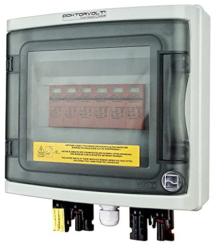 Solar Anschlusskasten DC 1000V 2x Überspannungsschutz T1 T2 2-String 4mm Connector IP65 Generatoranschlusskasten Photovoltaik Doktorvolt 4487