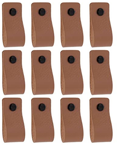 Brute Strength - Ledergriffe für Möbel - Taupe - 12 Stück - 12,5 x 2,5 cm - Schrankgriff, Türgriff für Küche, Bad, Schränke, Kommode, Holz