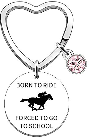 SDOFY Horse Gifts Keyring Horse Gifts for Girls Woman Horse Rider Riding Keychain Born to Ride Forced to Go to School