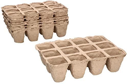 KOTARBAU® 120 Torf-Anzuchttöpfe Biologisch Abbaubare 10 Stück Torftöpfe 15,5x11x5 cm Beige