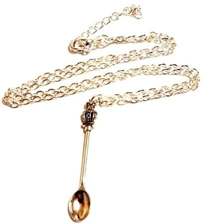 Silver Plated Crown Spoon Necklace, Salt & Pepper spoon Necklace, Alice Spoon Necklace, Festival Spoon Necklace, Chef Cooks Necklace