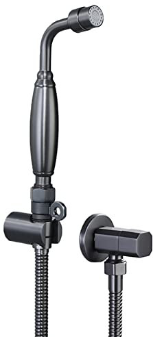 Handbrause Toilette mit Schlauch Eckventil G1/2 Bidet Brause Messing Bidet Handbrause Set Schwarz Kaltwasser Ohne Bohren Handbrause Bidet Set