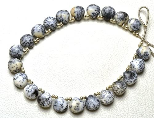 LKBEADS 1 Strand Natural DENDRITE OPAL Smooth Heart Shape Beads 10 mm size 8 inch