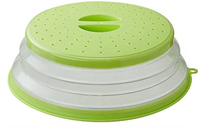 Cubierta plegable para salpicaduras de microondas para alimentos con alfombrillas de silicona, 10.5 pulgadas, apta para lavavajillas, cubierta de placa de microondas con ventilación de vapor, silicona