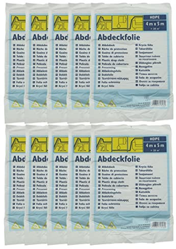 10 x Abdeckplane 4x5m insgesamt 200m² aus HDPE Abdeckfolie Malerplane Malerfolie