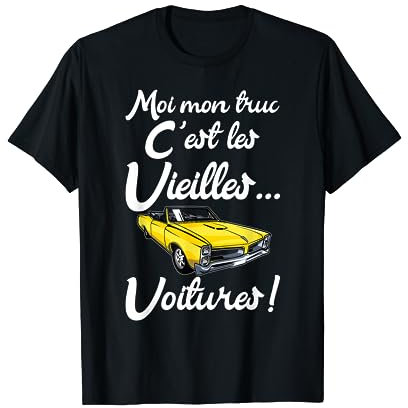 YO Cadeau pour Un Passionné d'Automobile T-Shirt Vintage Automobile Humoristique Noir Homme Small