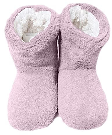 Minetom Damen Korallen Samt Schön Modisch Innen Hausschuhe Herbst Und Winter Bodenschuhe Warm Bleiben Bequem Weich Ruhig rutschfest Slipper Stiefel A Hellrosa 38/40 EU