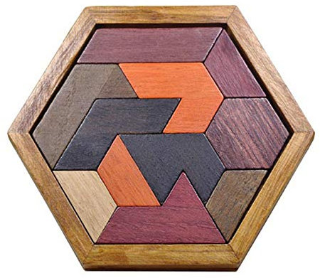 Pomurom Tangram Puzzle für Kinder, 7/11 Stücke Puzzle Blöcke, Tangram Hexagon, Brainteaser Tangram Spiel, Klassisches/Waben/Herz Geformt Tangram Set, Lernspielzeug Kinder Geschenk für Jungen Mädchen