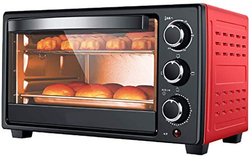 Mini four 23 L, four électrique 1300 W température réglable 70-250 ℃ et minuterie 60 minutes avec 3 fonctions de chauffage four à convection de cuisine (rouge)