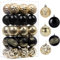 SHareconn Christmas Tree Balls Ornaments, Colored Shatterproof Plastic Decorative Baubles for Xmas Tree Decor Holiday Party Wedding Decoration (6cm, Black/Gold)