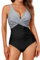 Smismivo Maillot de Bain Une pièce pour Femme Le contrôle du Ventre Push up Maillot de Bain Femme 1 Pieces Amincissante Slim Elégant Vintage Ruché Effet Halter Rembourré Swimsuit Rose