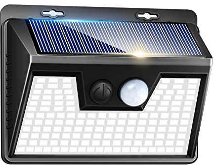 kolpop Lampe solaire exterieur avec détecteur de mouvement 140 LED, Lumiere solaire sxterieur étanche 3 Modes éclairage extérieur solaire, Lampe solaire sans fil pour jardin terrasse