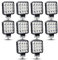 RIGIDON 10Pcs Mini Faro da lavoro led, 3.3 Pollici 48W Fari di profondità, Spot Luci di Lavoro a Led 12V 24V per Off Road Fuoristrada Auto Trattore Camion SUV ATV 4x4, 6000K Faretti Fendinebbia