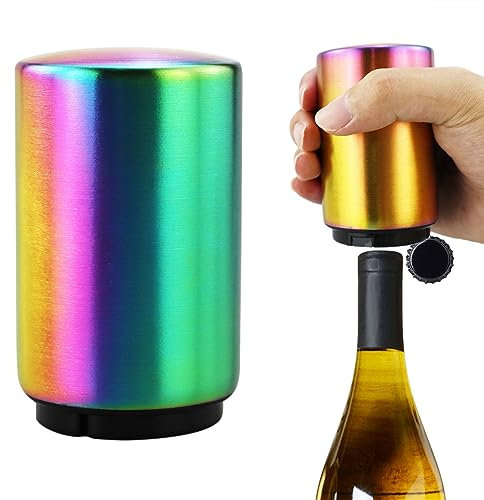 HXMJIED Colorful Bottle Opener, Push Down Bottle Opener, Magnetic Bottle Openers, Automatic Bottle Openers, Bottle Bottle Cap Opener Tool, Stainless Bottle Bottle Opener, for Crown Cap Bottles