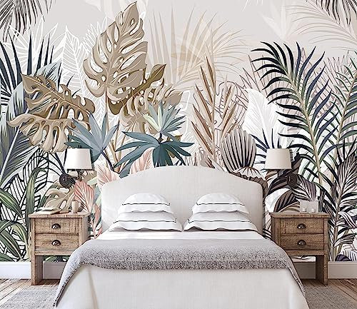 Naturempress Fototapete 3D Effekt Tapete Bunte Tropische Blätter 3D Tapeten Wandbilder Wohnzimmer Schlafzimmer Kinderzimmer Dekoration Wanddeko