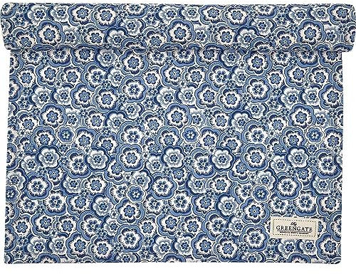 GreenGate Tischläufer Selma Blau Blumen Baumwolle 45x140 cm Tischdecke