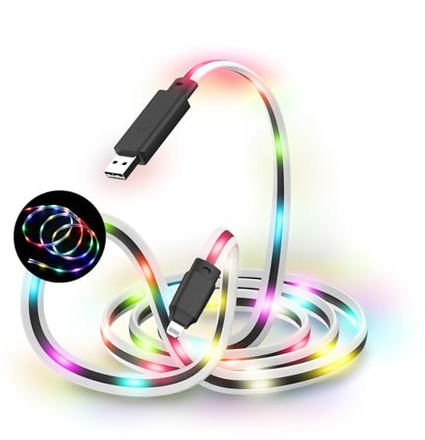 Haydyson LED iPhone Charger, 3ft, Black, MFi Certified, Compatible with iPhone 14/13/12/11/XS/XR/X/8/7/6, LED Light up, Color Changing, 17 Lighting Modes, Fast Charging & Data Sync