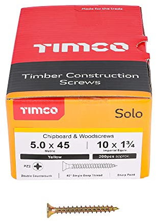 200 Pcs Box of Wood Screws Double Countersunk General Purpose (5mm x 45mm)
