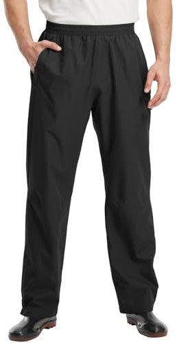 donhobo Herren Regenhose Wasserdicht Überhose Winddicht Leichte Outdoor Wanderhose Arbeit Regen Hose Funktionshose für Golf, Angeln, Camping (Schwarz, M)