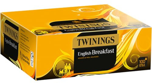 Twinings English Breakfast String & Tag Tea Bags, 6 boxes of 100 tea bags, 600 total.