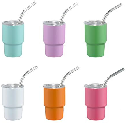 tixoacke 6/10pcs Mini Tumbler In Acciaio Inox Tazza Da Viaggio Portatile Auto Tazza con Coperchio e Cannuccia Piccola Bottiglia D'acqua Tazza di Caffè Mini Tumblers con Coperchio Cannuccia Tazza Di