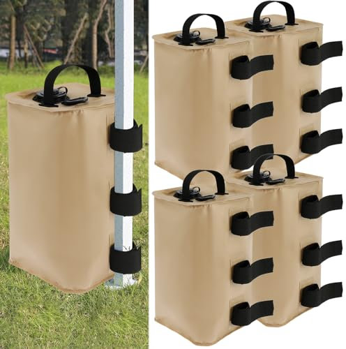 4 Stück Gewichte für Pavillon, 33 x 19 x 19 cm, Gewichtstasche für Pavillon, Wassersack für Pavillon, Gewichtstasche, Sonnenschirm, aus 500D PVC zur Reparatur von Zelten, Sonnenschirmen, Camping,