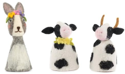 LK Trend & Style Eierwärmer Tiermotiv Frühstückszubehör Eierhaube Tischdeko liebevolle Tiere aus Filz (Hase + Herr und Frau Kuh)
