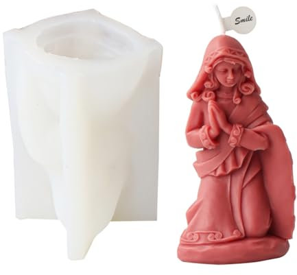 Molde de silicona virgen 3D con estatua religiosa para velas y velas