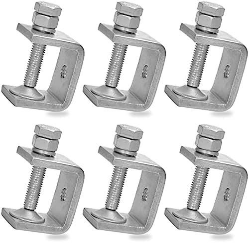 Rtauhife 6 Pcs 1 Inch Stainless Steel Small C-Clamp Heavy Duty Metal U-Clamps Mini Desk -Clamp