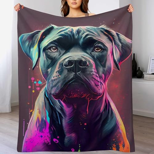 Cane Corso bunt Flannel Fleece Wohndecken Kuscheldecken, Superweiche, Flauschige, Warme Mikrofaser Decke Für Schlafcouch, （150×200cm）