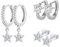 HinDaLi 3 Paar Stern Ohrringe Sterling Silber 925 für Damen Mädchen Klein Ohrringe Creolen mit Stern Anhänger Damen Ohrstecker Silber Diamant