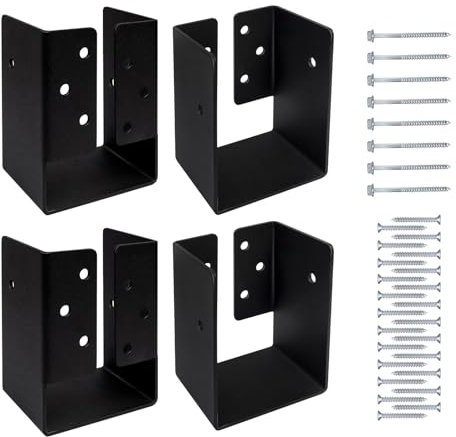 lifgarfe 4pcs 4x6 Concealed Joist Hanger Bracket Outdoor Accents Concealed-Flange Fit for 4x6 Beam,Swing,handrail,and Fence