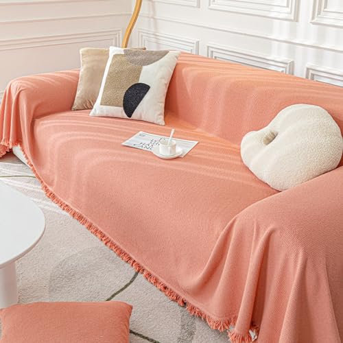 Sofabezug FüR L U-Form Ecksofa Vier-Jahreszeiten-Couch üBerzug 1 2 3 4-Sitzer Universal Sofa üBerwurf Decke Mehrzweck-Sofa Abdeckung FüR Sessel Chaiselongue Camping Mittagspause(180X340cm,Pink)