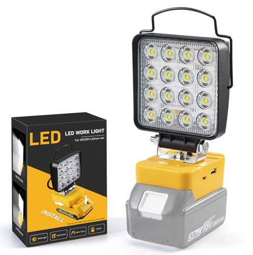 Akku Lampe für Makita 18V, 48W 4800LM Kabellose Led Arbeitsleuchte Akku, Tragbare Flutlichter mit 2 Modi Helligkeit Mini Baustellen Lampe für Wartungsarbeiten, Camping
