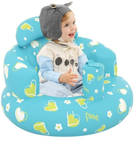 Ruhnjyg Baby Aufblasbarer Sitz, Eingebaute Luftpumpe Säugling Rückenstütze, Duschstuhl, Bodensitz, Tragbarer Sit-Up-Stuhl, Sofa Stuhl Zum Sitzen Baby Dusche Stuhl