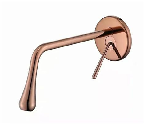 Robinet, mitigeur d'évier Mural en Or Rose, Robinet de Grue de lavabo Chaud et Froid, Robinet de Goutte d'eau Mural en Or brossé(Or brossé)