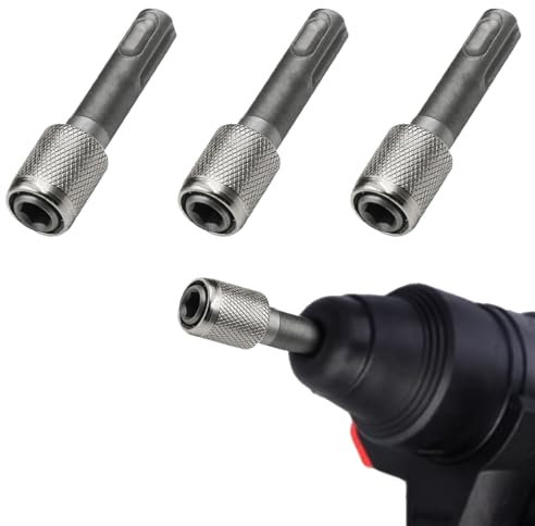 XPEX 3 Stück Sds Plus Adapter,6,35Mm Bohrerhalter, Sds Bohrfutter, Sechskantschaft Bithalter,Bit Holder,Sds Adapter Für Normales Bohrfutter Für Erdbohrer,Wohndekorationsprojekte(silber)