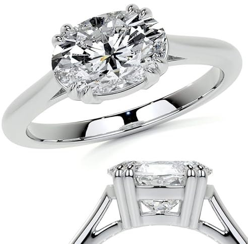 Anello da sposa in oro bianco giallo 14 carati con diamante naturale estratto da terra naturale GIA/IGI da 0,60 carati, anello di fidanzamento in oro bianco giallo rosa da 14 carati, G-VS, medio, oro
