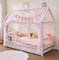 ALAVYA HOME® 3-TLG Hausbett Deko Set mit 2 Stück Betthimmel I 1 Stück Wimpelkette 300cm cm lang für Kinderbett Kinderzimmer I Wimpelkette 100% Bio-Baumwolle I 150 x 350 cm I ohne Lichterkette I Rosa