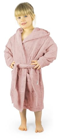 Ehrenkind® Bademantel Kinder mit Kapuze 100% Bio-Baumwolle | Kinderbademantel | Junge Mädchen | Größe 146/152 Rose