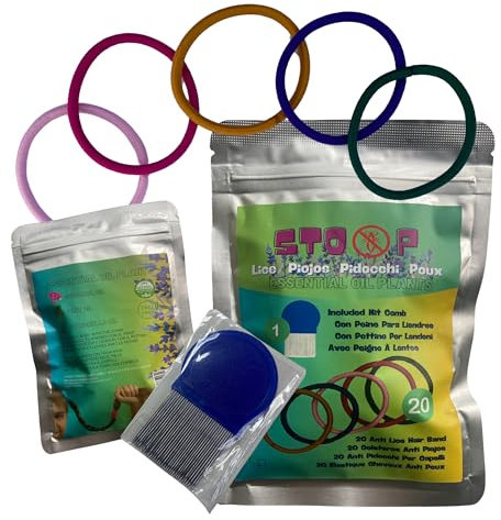 Coleteros antipiojos con Liendrera 20 Coleteros Repelentes de Piojos y Liendrera Profesional. En Bolsa Zip - 100% Naturales con Aceites Esenciales - Prevención Efectiva Anti Piojos