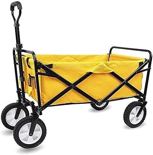 Bollerwagen Handwagen, Zusammenklappbarer Klappwagen, Mehrzweckwagen, Wagen Für Den Außenbereich, Garten, Campingwagen, Sportwagen, Robust, Wasserdicht Gartenwagen Strandwagen(Yellow)
