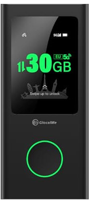 GlocalMe Numen Air Mobiler WLAN Router 5G, Keine SIM-Karte nötig, 5G LTE Hotspot mit 30GB europäischem Datenpaket, Unterstützt 16 Geräte gleichzeitig, 5400 mAh Akku, Reise- oder Heim-WLAN-Hotspot