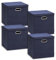 Storanda | 4er Set Aufbewahrungsbox mit Deckel 34x34x33 cm | Breite Griffe auf zwei Seiten | Stabil & Faltbar | Regalbox für Würfelregal | Ideal für Zuhause & Kinderzimmer | Dunkelblau