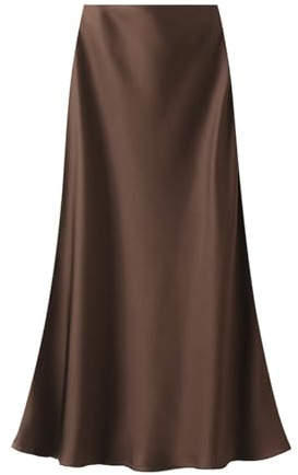 Onsoyours Jupe Longue Femme Midi SatinJupes A Kaki Foncé S