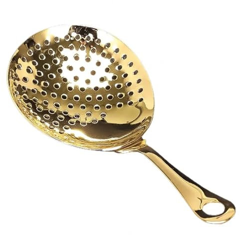 CQJJXKYC Cocteleras Colador de Barra, colador de cóctel de Acero Inoxidable 304, Cuchara, Barra, coctelera con Resorte, Drenaje rápido, colador Julep Juego de Cocktail Shaker(Golden)