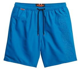 Superdry Herren 43 cm Lange Premium Badeshorts mit Stickerei Halbdunkelblau XXL