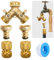 Garden Brass Y Splitter & Tap Connector Kit, Brass Female Threaded Tap Connectors, Hose Pipe Quick Connector and Waterproof Tape for Gardening